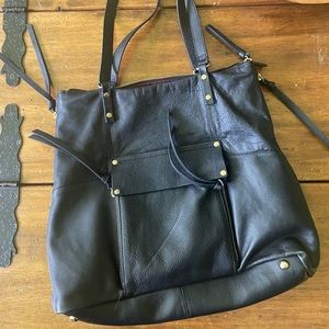 👜 KOOBA EVERETTE Black Leather Shoulder Bag Carry-All Handbag Tote Purse